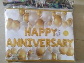 Happy anniversary foil balloon golden